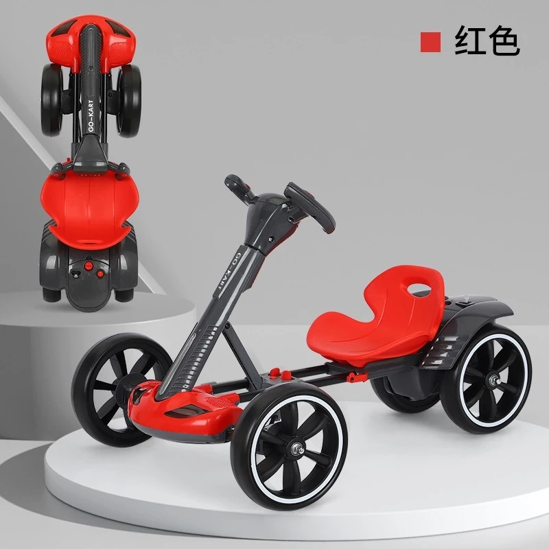 Xe điện 4 bánh cho trẻ em không cần lắp đặt, gấp lại nhỏ gọn