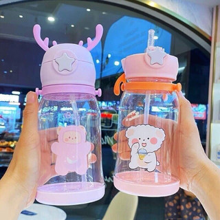 Bình tập uống chống sặc SỪNG HUƠU cho bé chất liệu nhựa an toàn kèm dây đeo