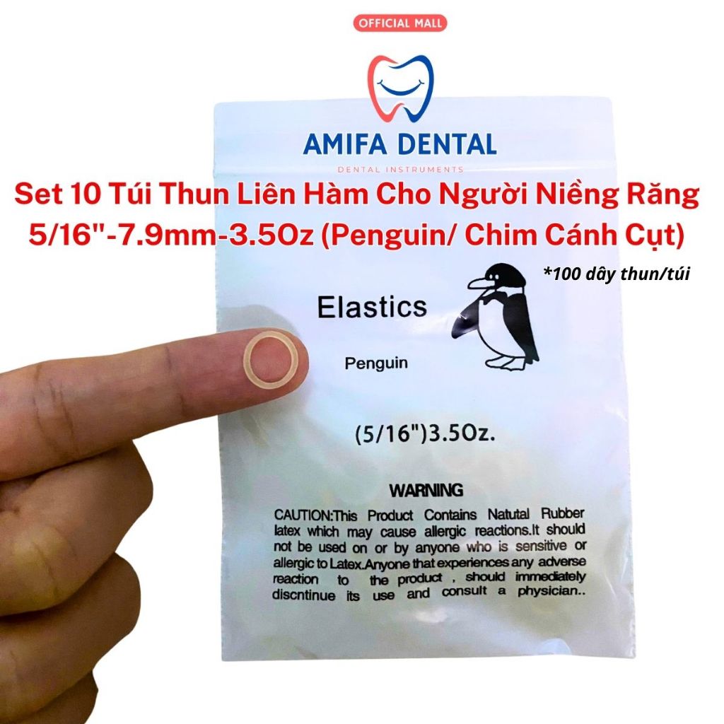Set 10 Túi Chun Liên Hàm 3.5oz-5.0oz-6.5oz, Chun Liên Hàm,Thun Chỉnh Khớp Cắn,Thun Kéo Niềng Răng Đủ Size