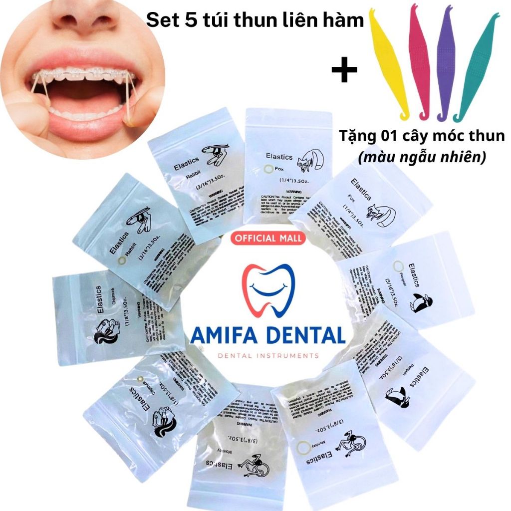 Set 10 Túi Chun Liên Hàm 3.5oz-5.0oz-6.5oz, Chun Liên Hàm,Thun Chỉnh Khớp Cắn,Thun Kéo Niềng Răng Đủ Size