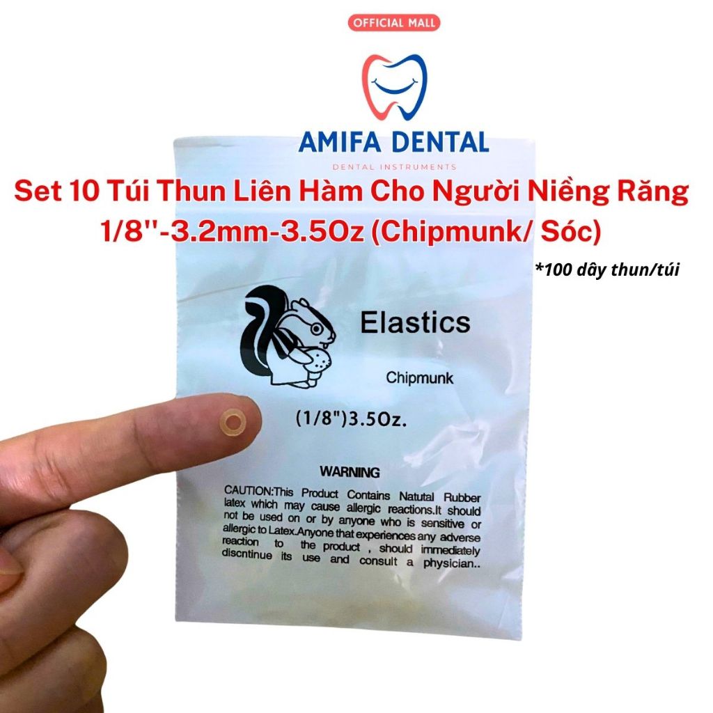 Set 10 Túi Chun Liên Hàm 3.5oz-5.0oz-6.5oz, Chun Liên Hàm,Thun Chỉnh Khớp Cắn,Thun Kéo Niềng Răng Đủ Size