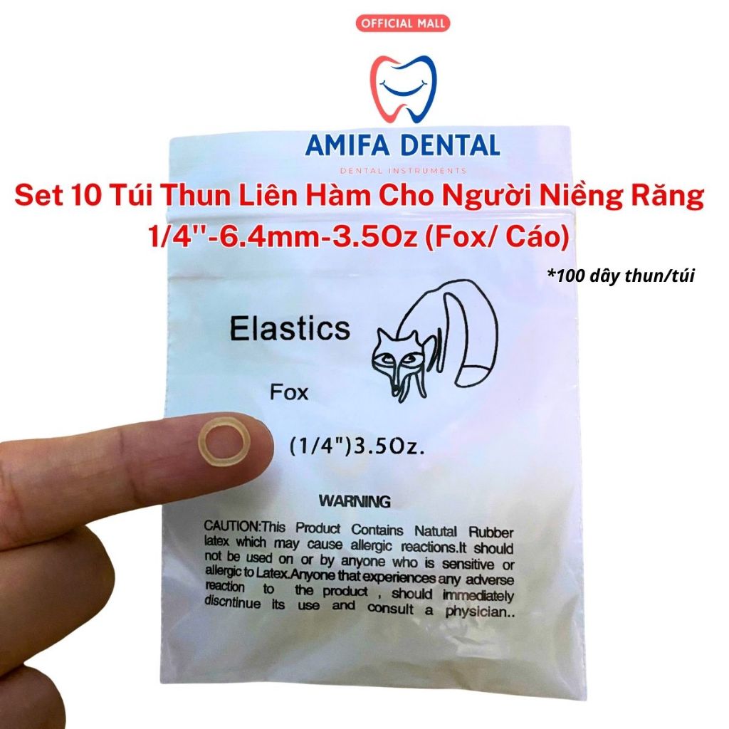Set 10 Túi Chun Liên Hàm 3.5oz-5.0oz-6.5oz, Chun Liên Hàm,Thun Chỉnh Khớp Cắn,Thun Kéo Niềng Răng Đủ Size