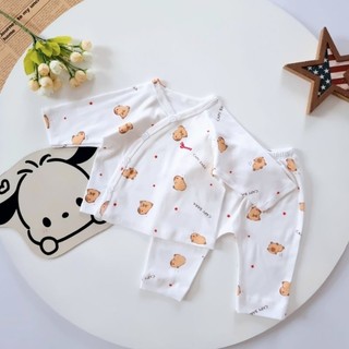 Bộ bé gái sơ sinh cài chéo cao cấp Bunny cho bé 3-10kg