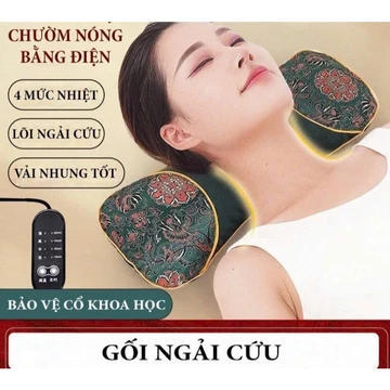 Gối Ngải Cứu Cắm Điện, Gối Thảo Dược Chườm Nóng Đông Y Trung Hoa Chất Liệu Nhung Giúp Giảm Đau Mỏi