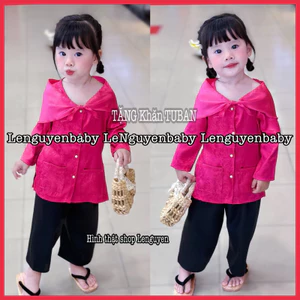 Bộ bà ba tay dài cho bé gái, bộ nàng thơ xinh xắn, điệu đà cho bé, làm từ chất gấm và lụa mềm mại