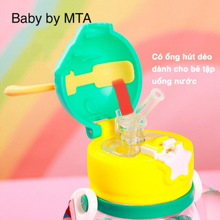 Bình tập uống chống sặc SỪNG HUƠU cho bé chất liệu nhựa an toàn kèm dây đeo