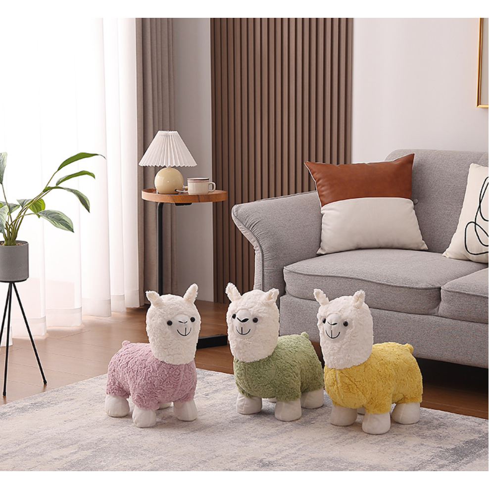 Xe chòi chân thú bông lạc đà - ghế ngồi lạc đà alpacađáng yêu cho bé 1-3 tuổi có bánh xe di chuyển