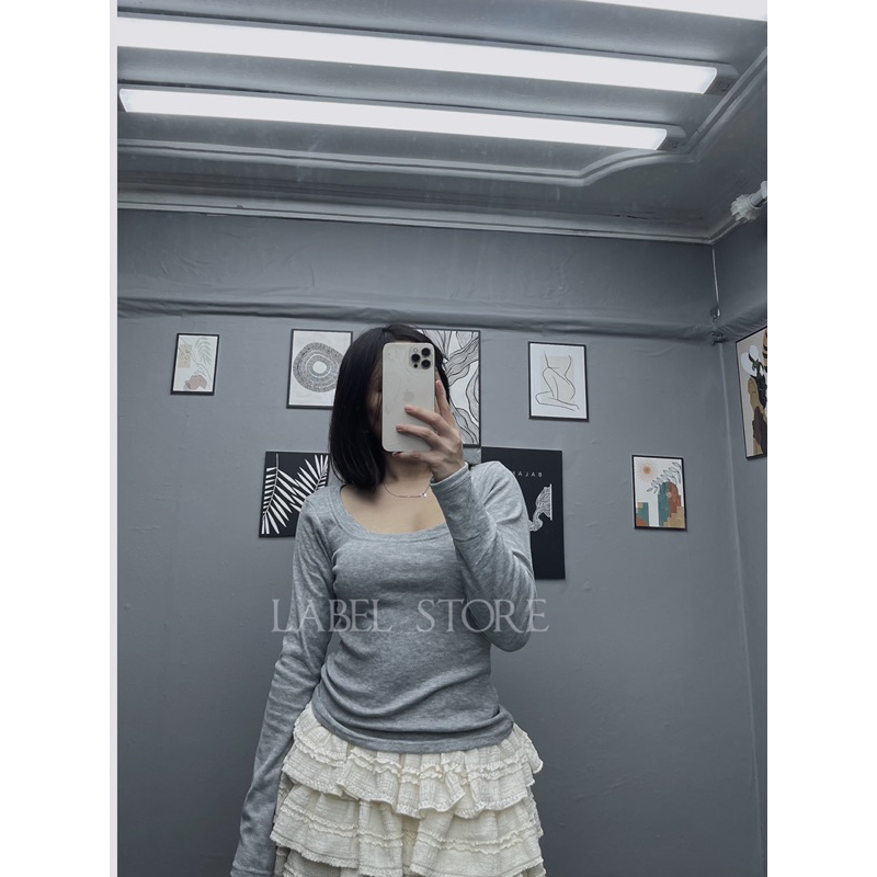 Áo len tăm cổ tròn dài tay dáng body basic dễ phối đồ