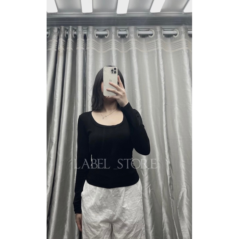 Áo len tăm cổ tròn dài tay dáng body basic dễ phối đồ