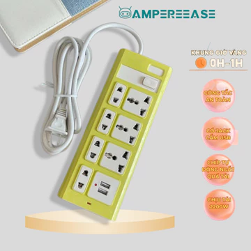 Ổ cắm điện đa năng AMPEREEASE ổ điện có cổng sạc USB, chống giật 3 chấu an toàn, ổ cắm linh hoạt. Màu Ngẫu Nhiên