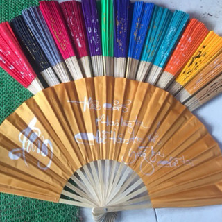 Quạt Vải Thầy Vẽ Chữ Thư Pháp (Tre Không Mùi)# Quạt Siêu Đẹp , Mát # Bền