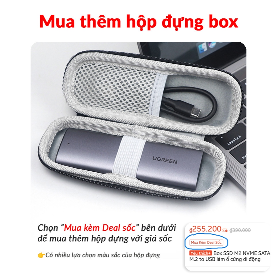Box SSD M2 NVME/SATA Type C UGREEN CM559 | Chuyển M.2 to USB làm ổ cứng ...