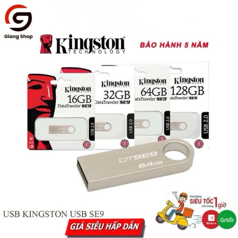 USB Kingston SE9 siêu mỏng/Chất lượng cao/ vỏ Kim Loại 8GB 16GB 32GB 64GB