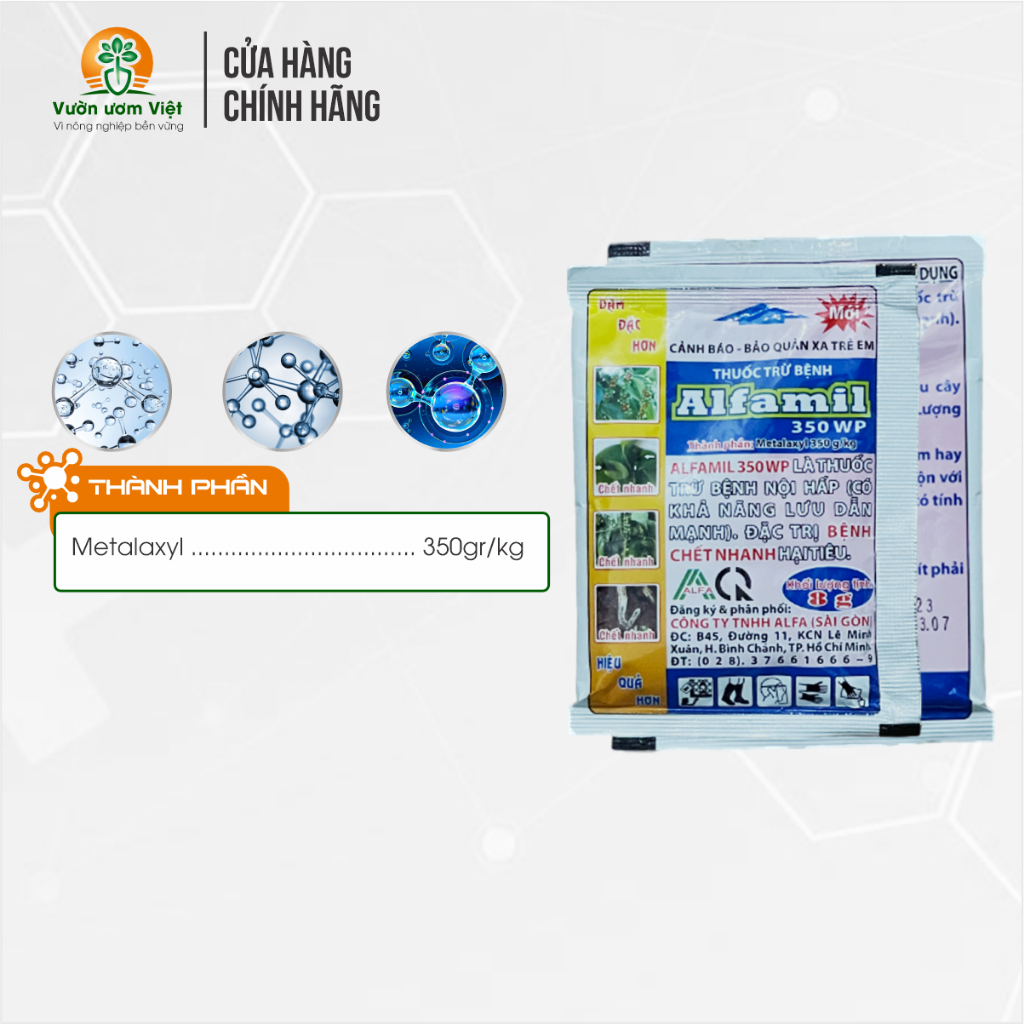 Thuốc trừ bệnh Alfamil 350WP trị chết nhanh, thối nhũn, các bệnh trên lá, lưu dẫn mạnh, hiệu lực cao