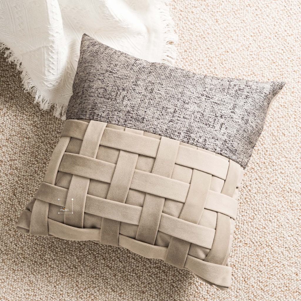 Vỏ Gối Tựa Lưng Sofa Dệt Thủ Công Cao Cấp Thiết Kế Caro Hiện Đại Sang Trọng