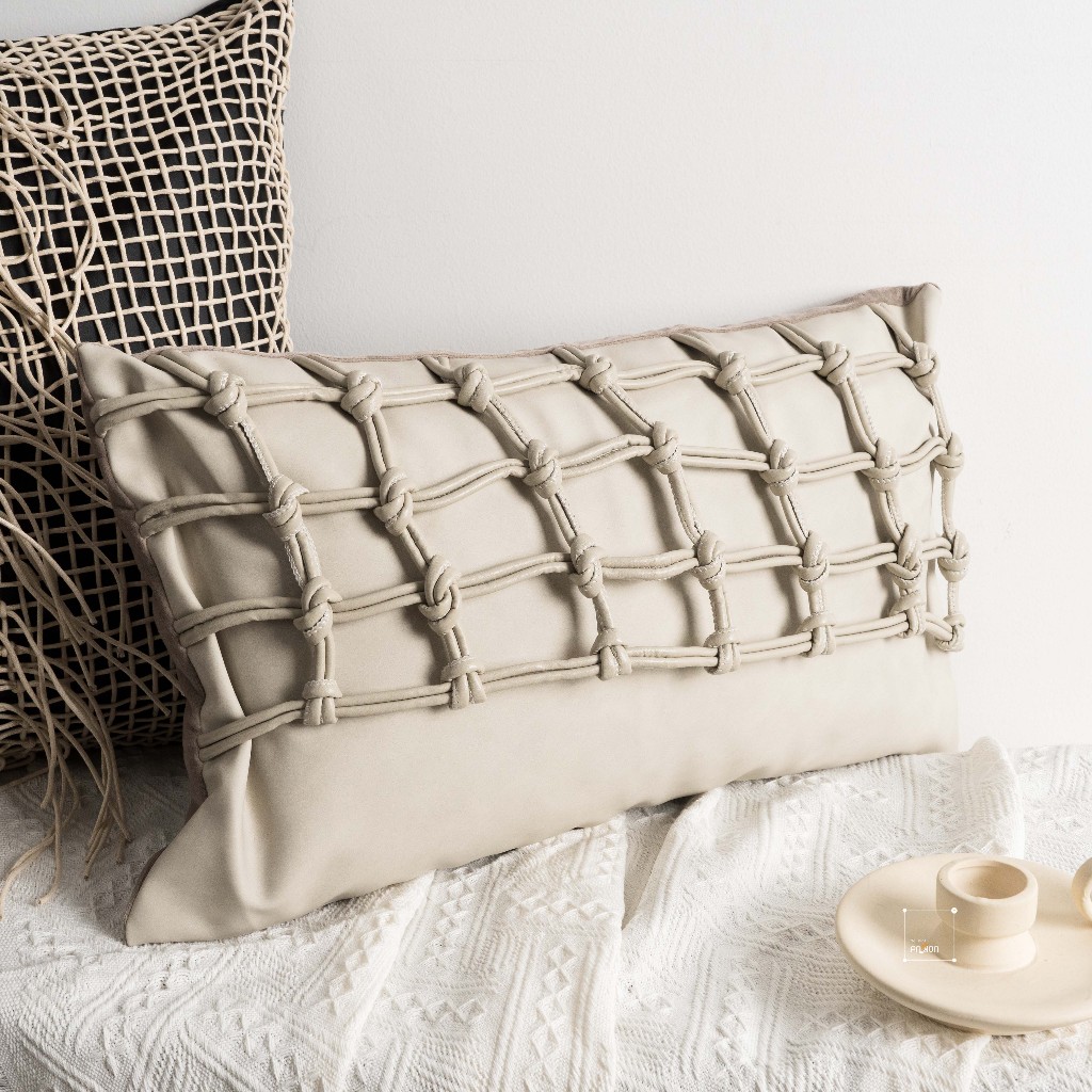 Vỏ Gối Tựa Lưng Sofa Dệt Thủ Công Cao Cấp Thiết Kế Caro Hiện Đại Sang Trọng