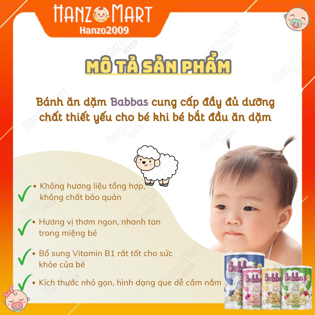 Bánh gạo ăn dặm cho bé Babba’s Baby Malaisia từ 6 tháng hanzomart