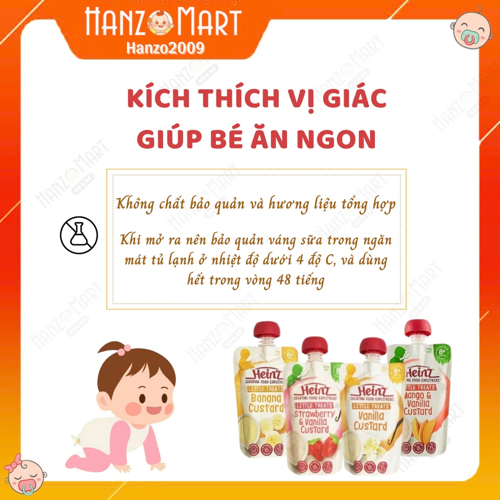Váng Sữa Heinz Custard 120g, cho bé từ 6 tháng trở lên Úc hanzomart