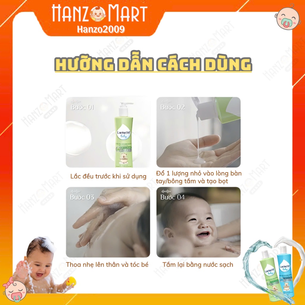 Sữa Tắm Gội Cho Bé Trẻ Em Lactacyd Milky Bảo Vệ, Nuôi Dưỡng Da và Tóc Bé 500ml