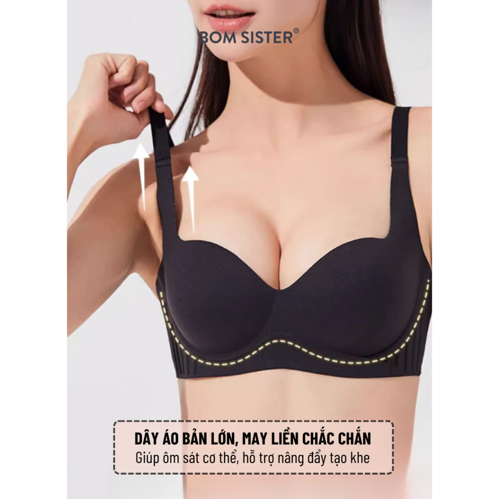 Ảnh BOM Sister x Ngọc Trinh - Áo lót học sinh, áo ngực mặc áo dài chất su không gọng mút nâng đẩy MU2506 4