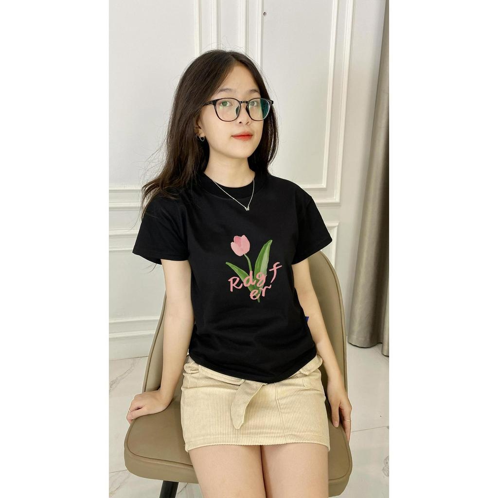Áo baby tee bông tulip Kairos chất liệu cotton premium co dãn 2 chiều mẫu một bông tulip