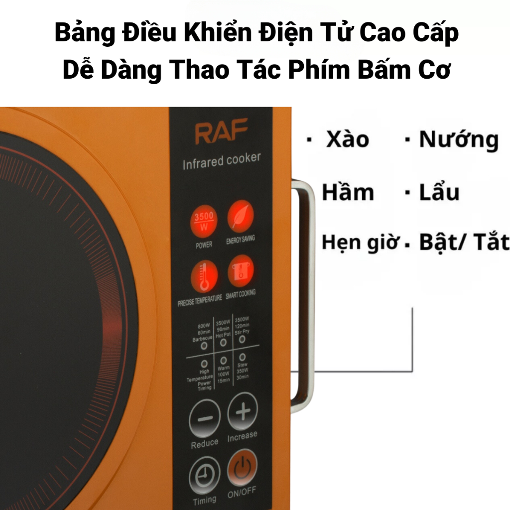 Bếp Từ, Bếp Từ Công Suất Lớn 3500w, Bếp Từ Đáy Lõm Truyền Nhiệt Gấp 2 Lần 10 Chế Độ Nấu Màn Hình LED Tiết Kiệm Điện