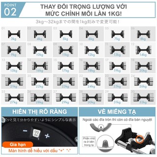 LYSIN - Quả tạ 32kg (bộ 64kg ) điều chỉnh tăng giảm 1kg/lần, tập gym tại nhà, công nghệ thép mạ crom Nhật Bản chống gỉ