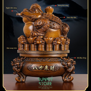 Tượng Cóc 3 chân, Tượng Thiềm thừ, Cóc ngậm tiền vàng, Tượng phong thủy, Decor Trang trí nhà cửa, Quà tặng ý nghĩa SUNNY