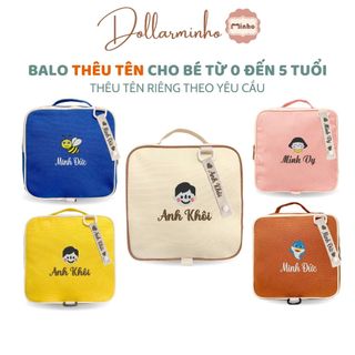 Balo TẶNG THÊU TÊN cho bé đi học phong cách Hàn Quốc (kèm dây tag thêu biệt danh cho bé)