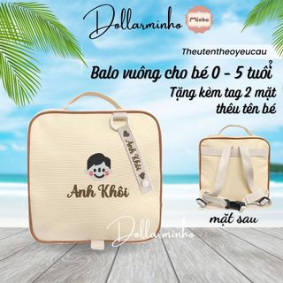 Balo TẶNG THÊU TÊN cho bé đi học phong cách Hàn Quốc (kèm dây tag thêu biệt danh cho bé)