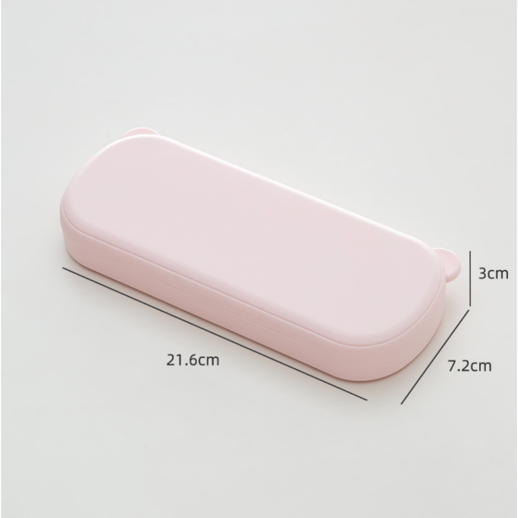 Bóp bút vải hộp bút hộp đựng kim móc màu pastel tai gấu bằng nhựa
