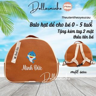 BALO HẠT DẺ THÊU TÊN CHO BÉ PHONG CÁCH HÀN QUỐC - TẶNG TAG TÊN