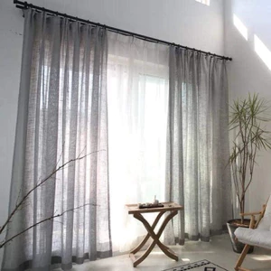 RÈM VOAN LINEN TRANG TRÍ PHÒNG KHÁCH CHUNG CC NGANG 3M CAO 2M6 MÀU XÁM