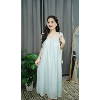 [Slii Homewear] Váy lụa trơn bồng bềnh 2 lớp, dây váy may kiểu lá phong cách tiểu thư.