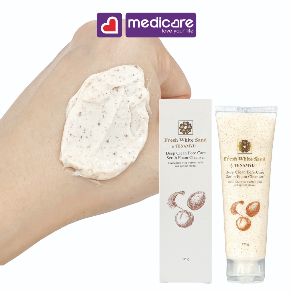 Sữa Làm Sạch Tế Bào Chết TENAMYD Fresh White Sand Exfoliating Scrub Foam 120g