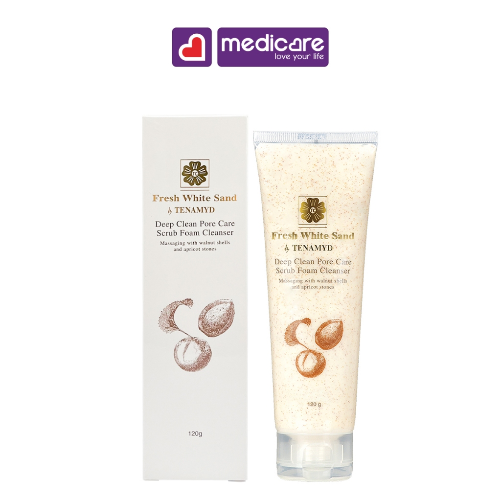 Sữa Làm Sạch Tế Bào Chết TENAMYD Fresh White Sand Exfoliating Scrub Foam 120g