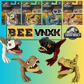 Set 4 mô hình khủng long Mattel Jurassic World mini cắn khớp BEE VNXK
