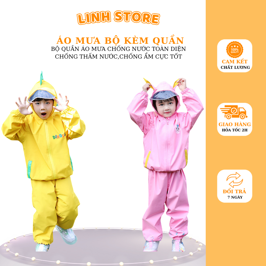 BỘ QUẦN +ÁO ĐI MƯA CAO CẤP TRẺ EM CHỐNG NƯỚC,CHẤT LIỆU AN TOÀN CHO BÉ AMB01