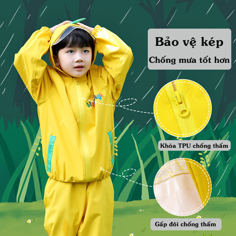 BỘ QUẦN +ÁO ĐI MƯA CAO CẤP TRẺ EM CHỐNG NƯỚC,CHẤT LIỆU AN TOÀN CHO BÉ AMB01