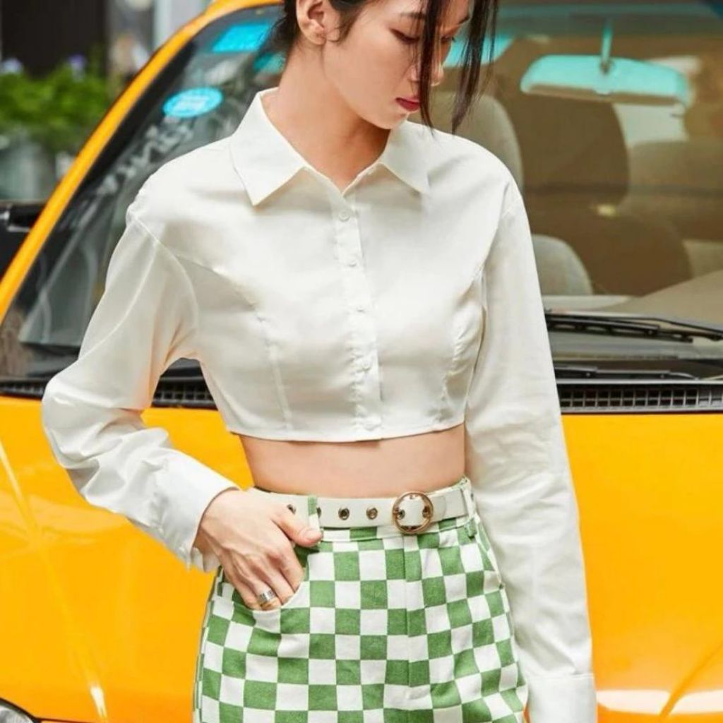 Áo sơ mi croptop dài tay Sicily cổ áo polo SM67