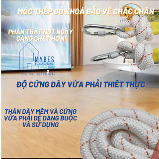 Dây thừng lõi thép chịu lực đường kính từ 10mm - 16mm dài 10m - 30m có 2 móc bằng thép dùng gia đình