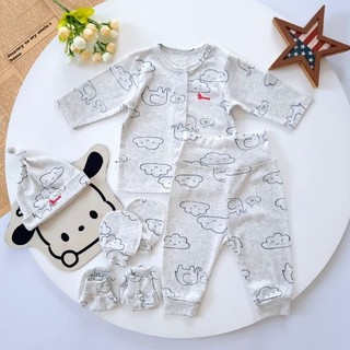 Bộ quần áo tay dài bé trai Bunny sơ sinh bao gồm nón vớ và bao tay