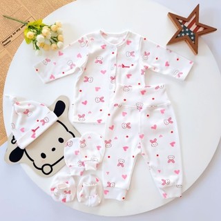 Bộ sơ sinh bé gái cao cấp Bunnybaby bao gồm nón vớ, size 0-3 tháng