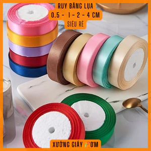 Ruy băng lụa vải cuộn dài 20m rộng 1cm/2cm/4cm/0.5cm trang trí, gói quà, cột nơ, làm hoa