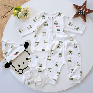 Bộ sơ sinh bé gái cao cấp Bunnybaby bao gồm nón vớ, size 0-3 tháng