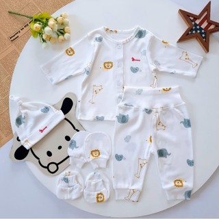 Bộ quần áo tay dài bé trai Bunny sơ sinh bao gồm nón vớ và bao tay
