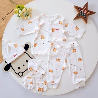 Bộ sơ sinh bé gái cao cấp Bunnybaby bao gồm nón vớ, size 0-3 tháng