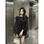 Áo Thô Đũi Dáng Babydoll Pha Ren Tay Dài Tiểu Thư Form Dấu Quần