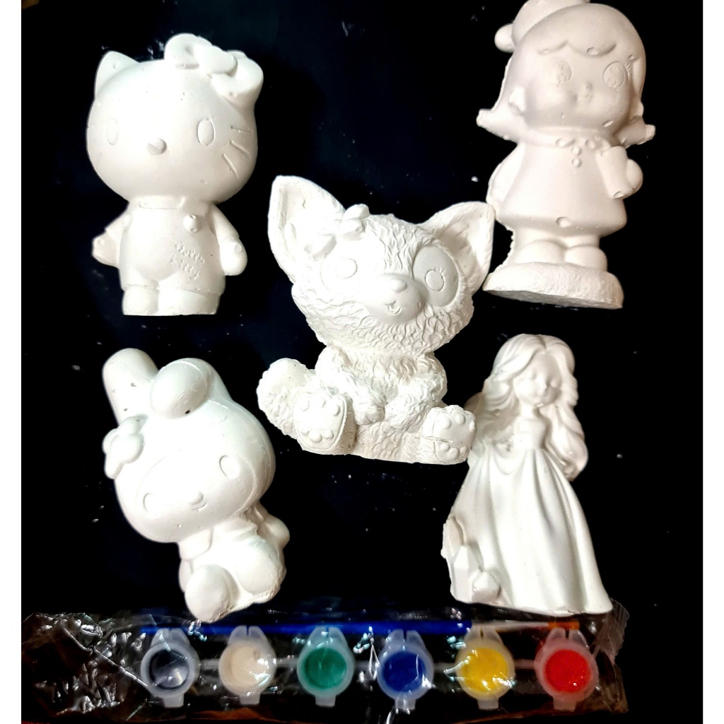 [Được chọn mẫu] Combo 5, 10 tượng tô màu thạch cao 3D kèm 12 màu và 2 cọ cho bé thoải thức sáng tạo