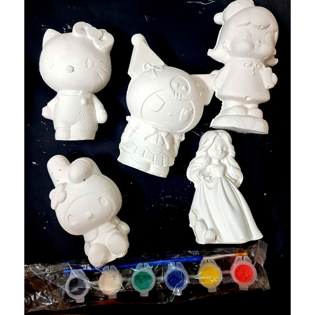 [Được chọn mẫu] Combo 5, 10 tượng tô màu thạch cao 3D kèm 12 màu và 2 cọ cho bé thoải thức sáng tạo
